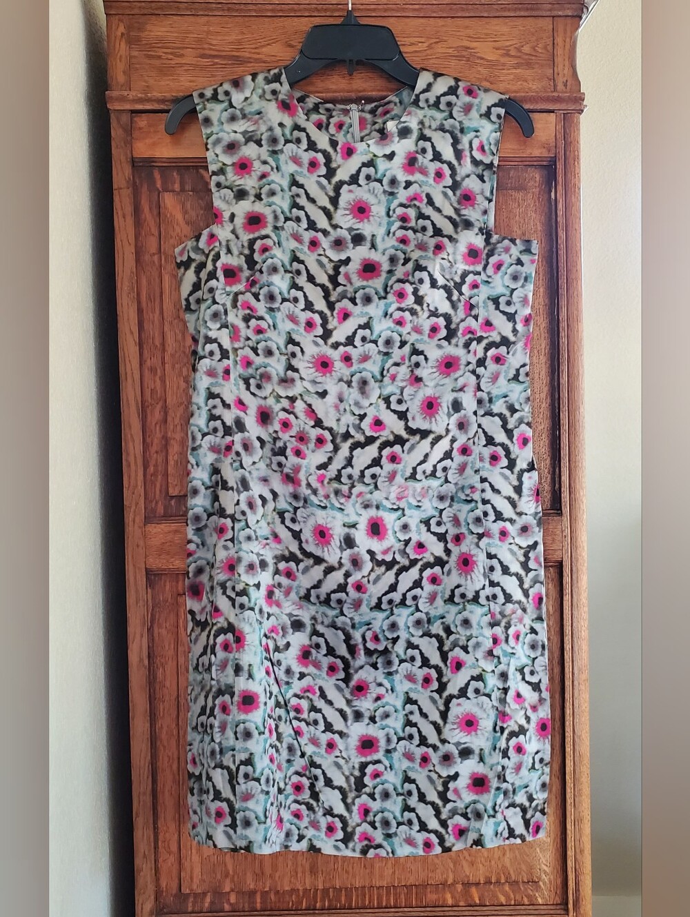 NWT Erdem Romy Shift Dress Petrouchka Floral Grey Fuchsia UK 10 US 6